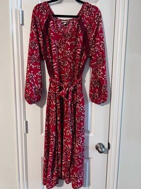 Knox Rose Red Floral Tie-Waist Maxi Dress
